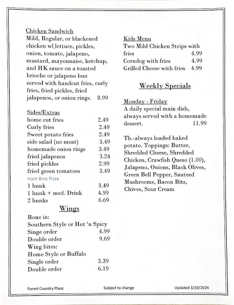 Forest Country Place Menu image 3